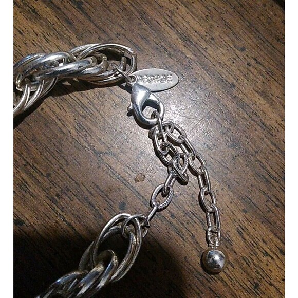 Signed George 19" Silver tone chunky  Link Adjustable Necklace Classic - Picture 3 of 4